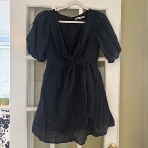 Abercrombie & Fitch Black Mini Dress with Puff Sleeves